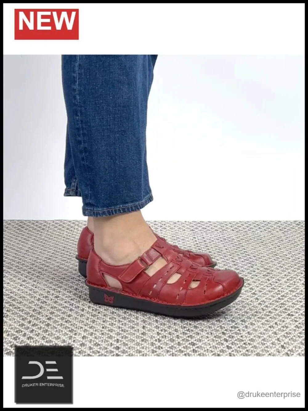 Women's Leather Fisherman Sandal with Adjustable Hook & Loop Straps APMA